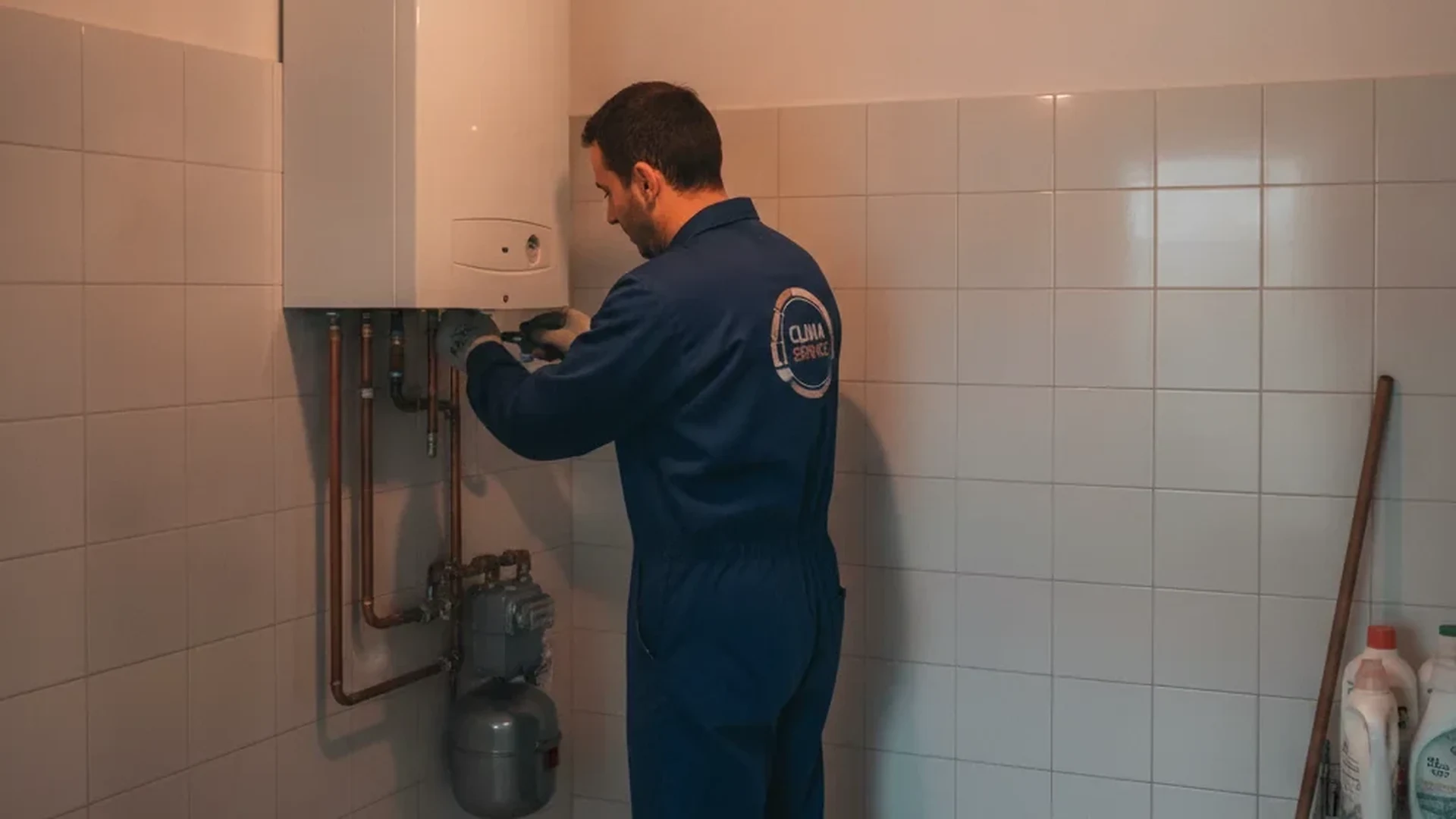 Tecnico ripara una caldaia a Grumello Cremonese ed Uniti